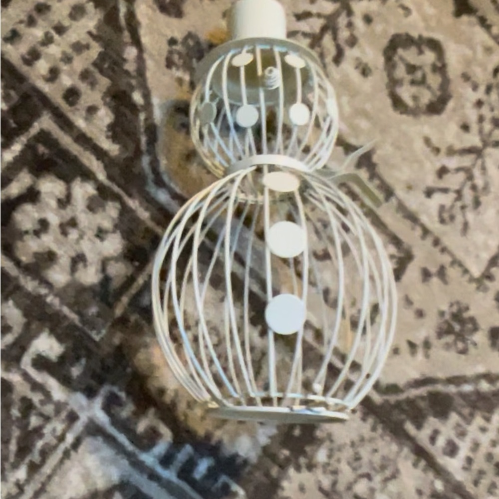 Cream Metal Snowman Candy/candle Holder, 12” tall, used one.